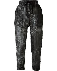Pantaloni di seta stampati neri di Ann Demeulemeester