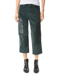 Pantaloni di velluto a coste verde scuro
