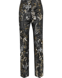Pantaloni eleganti a fiori grigio scuro