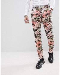 Pantaloni eleganti a fiori rosa