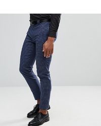 Pantaloni eleganti a quadretti blu scuro