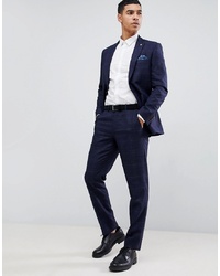 Pantaloni eleganti a quadri blu scuro di Burton Menswear