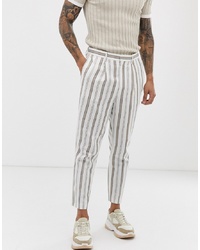 Pantaloni eleganti a righe verticali bianchi