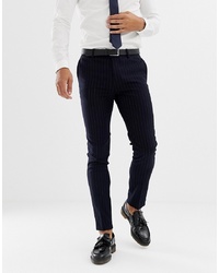 Pantaloni eleganti a righe verticali blu scuro di AVAIL London
