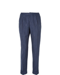 Pantaloni eleganti a righe verticali blu scuro di Officine Generale