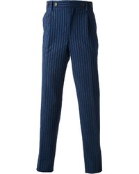 Pantaloni eleganti a righe verticali blu scuro