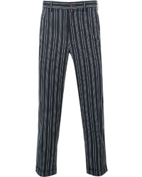 Pantaloni eleganti a righe verticali blu scuro