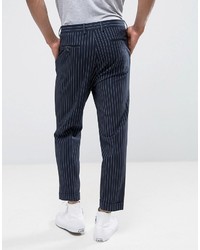 Pantaloni eleganti a righe verticali blu scuro di Asos