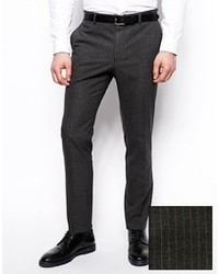 Pantaloni eleganti a righe verticali grigio scuro di Asos