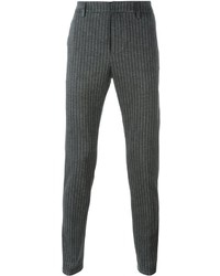 Pantaloni eleganti a righe verticali grigio scuro di Dondup