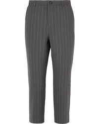 Pantaloni eleganti a righe verticali grigio scuro di Ganni