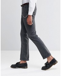 Pantaloni eleganti a righe verticali grigio scuro