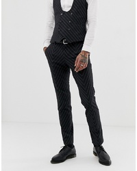 Pantaloni eleganti a righe verticali grigio scuro di Twisted Tailor