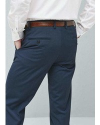 Pantaloni eleganti con motivo pied de poule blu scuro