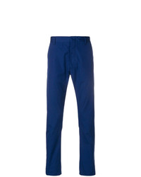 Pantaloni eleganti con motivo pied de poule blu scuro di Prada