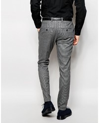 Pantaloni eleganti con motivo pied de poule grigi di Selected