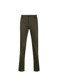 Pantaloni eleganti con motivo pied de poule verde oliva