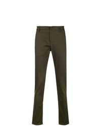 Pantaloni eleganti con motivo pied de poule verde oliva di Dondup