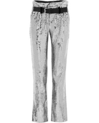 Pantaloni eleganti con paillettes decorati argento di RtA