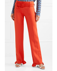 Pantaloni eleganti con volant rossi di Prada