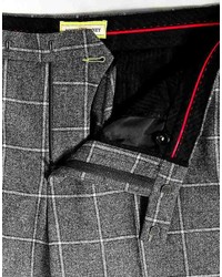 Pantaloni eleganti di lana a quadretti grigi