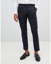 Pantaloni eleganti di lana a righe verticali blu scuro di MOSS BROS