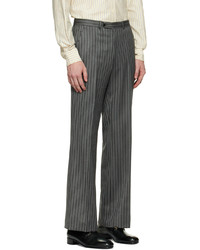 Pantaloni eleganti di lana a righe verticali grigi di Husbands
