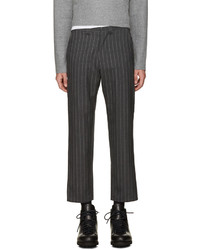 Pantaloni eleganti di lana a righe verticali grigio scuro