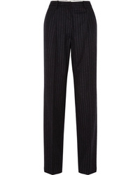 Pantaloni eleganti di lana a righe verticali neri