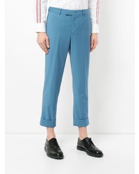Pantaloni eleganti di lana con motivo pied de poule blu di CK Calvin Klein