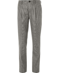 Pantaloni eleganti di lana con motivo pied de poule grigi