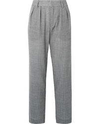 Pantaloni eleganti di lana con motivo pied de poule grigi