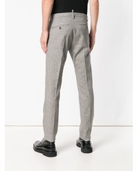 Pantaloni eleganti di lana con motivo pied de poule grigi di DSQUARED2