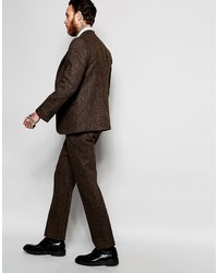 Pantaloni eleganti di lana marrone scuro di Asos