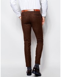Pantaloni eleganti di lana marrone scuro