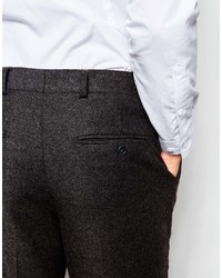Pantaloni eleganti di lana marrone scuro di Selected