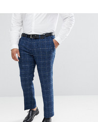 Pantaloni eleganti di lana scozzesi blu scuro di ASOS DESIGN