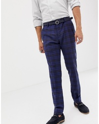 Pantaloni eleganti di lana scozzesi blu scuro di Twisted Tailor