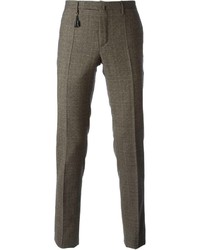 Pantaloni eleganti di lana scozzesi marroni di Incotex