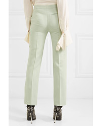 Pantaloni eleganti di lana verde menta di Alexander McQueen