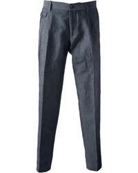 Pantaloni eleganti di lino grigio scuro di Dolce & Gabbana