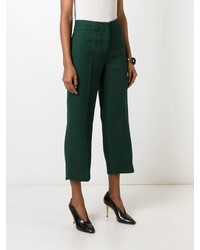 Pantaloni eleganti di seta verde scuro di Marni