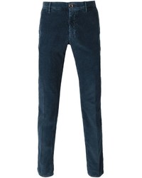 Pantaloni eleganti di velluto a coste blu scuro di Incotex