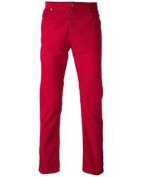 Pantaloni eleganti di velluto a coste rossi
