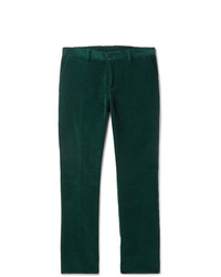 Pantaloni eleganti di velluto a coste verde scuro di Etro