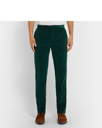 Pantaloni eleganti di velluto a coste verde scuro di Etro