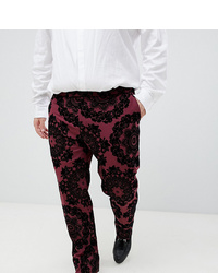 Pantaloni eleganti di velluto stampati bordeaux di Twisted Tailor