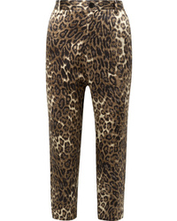 Pantaloni eleganti leopardati marrone scuro