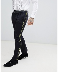 Pantaloni eleganti stampati neri di Twisted Tailor