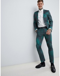 Pantaloni eleganti stampati verde scuro di Twisted Tailor